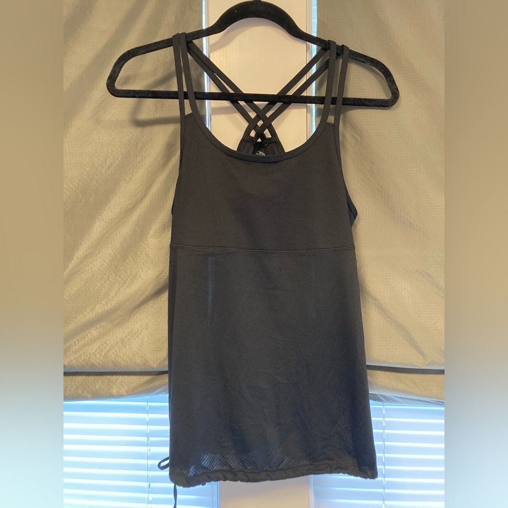 Champion Black Strappy Athletic Tank Top w/Drawstring Waist/Shelf Bra Size Large - Picture 2 of 11